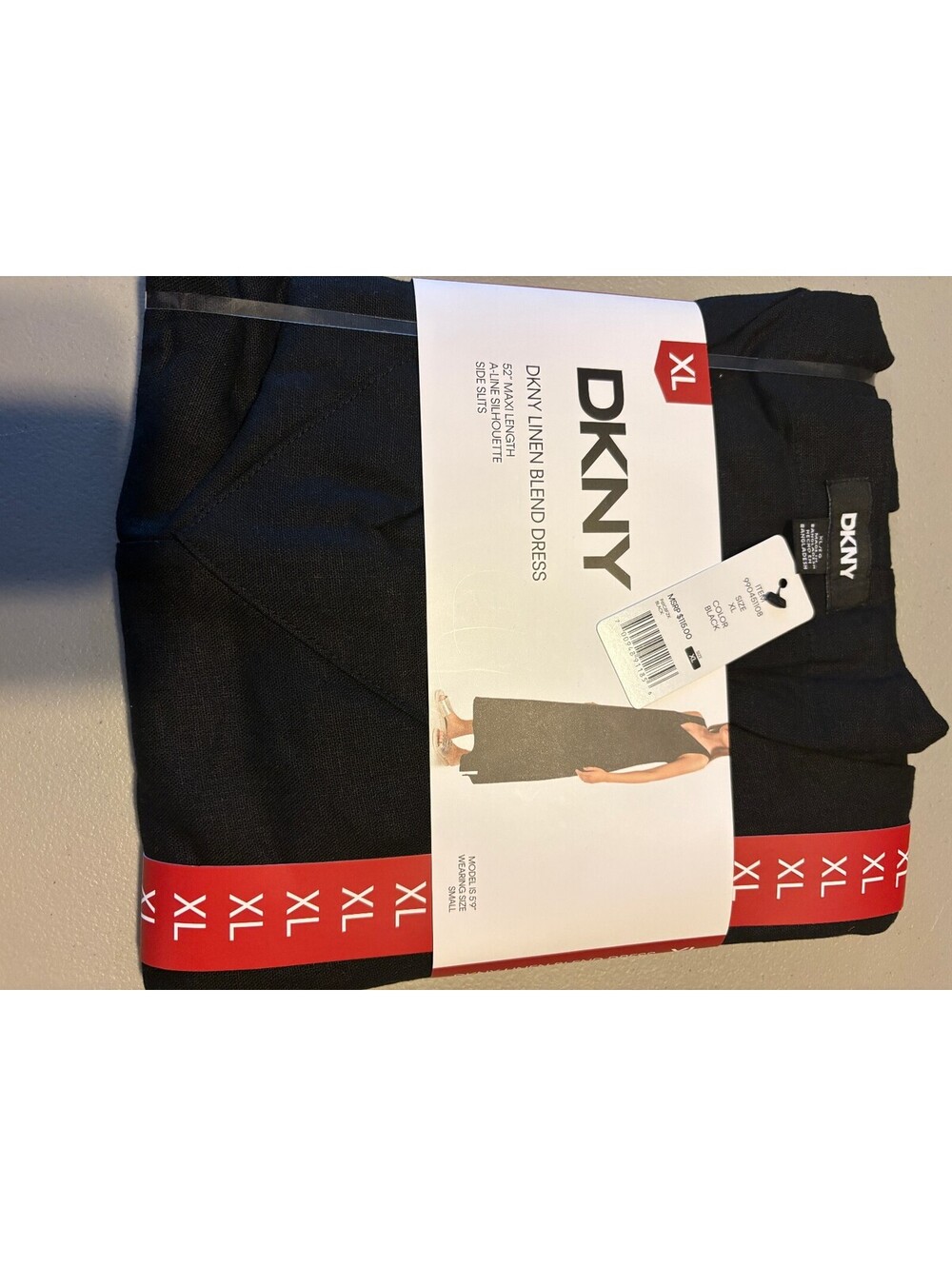 DKNY Linen Blend Black Dress XL